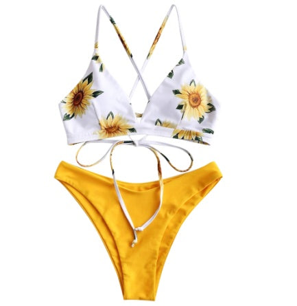 Sunflower Printed Bikini Set