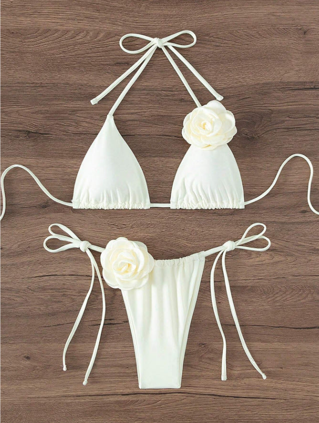 Cute Flowers Halter Strappy Bikini