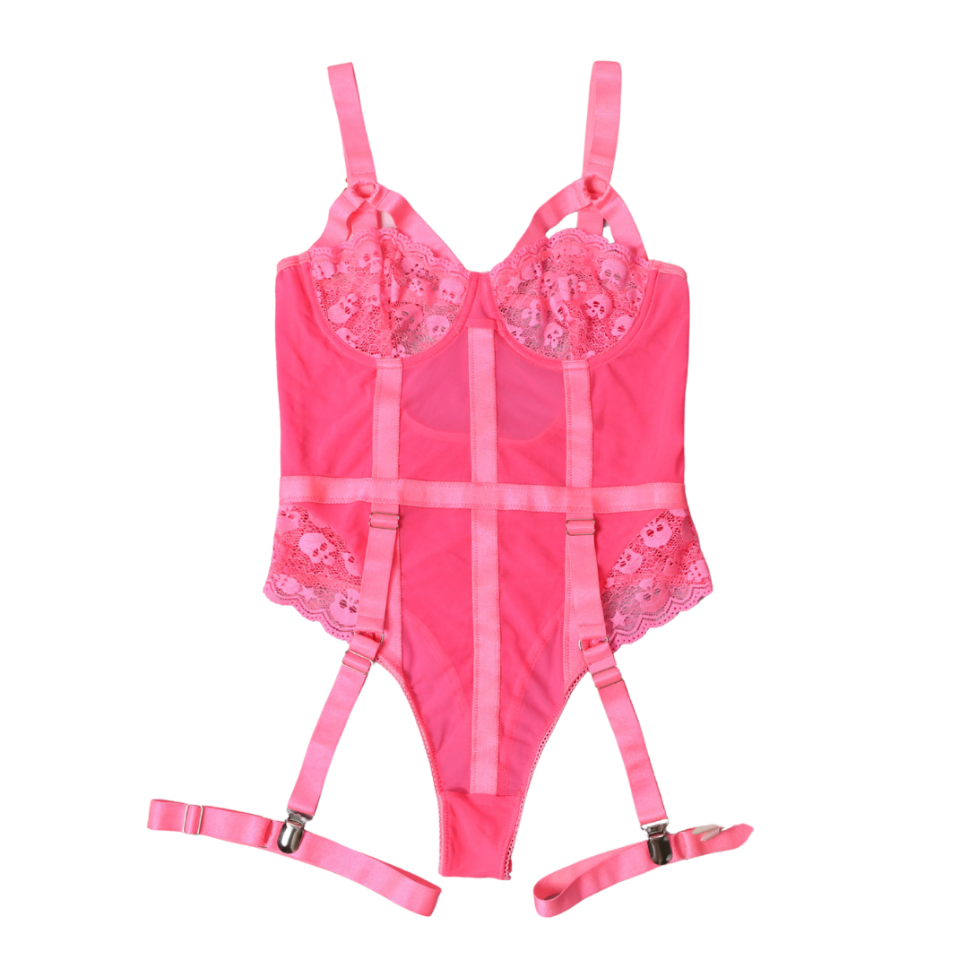 Embroidered Mesh Teddy Bodysuit - Teddy Bodysuit - Auggust lingerie image 13