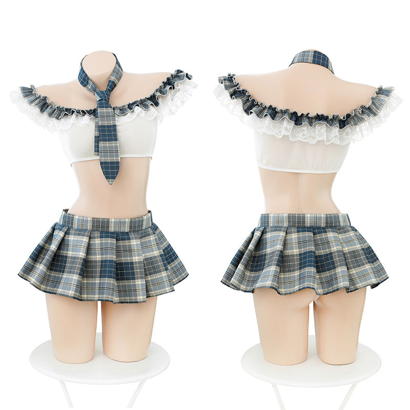 Mesh Plaid Ruffle Top & Pleated Mini Skirt Costume - product image 5