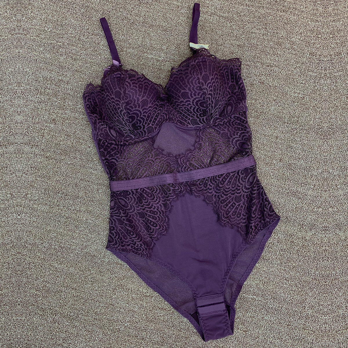 Peacock lace hollow out teddy bodysuit back view