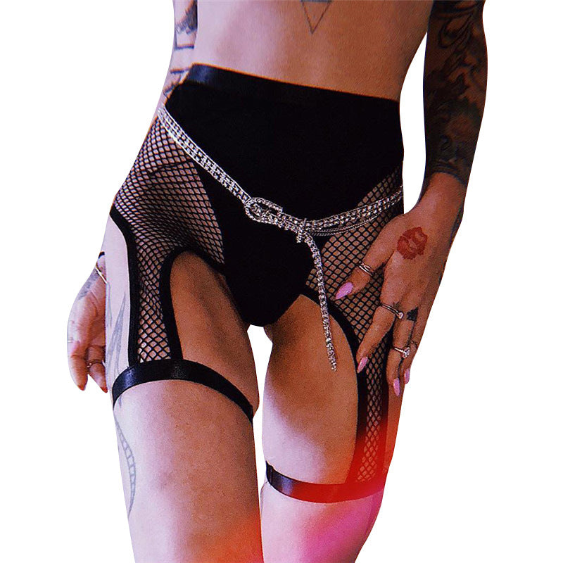 Fashionable Black Mesh Biker Shorts