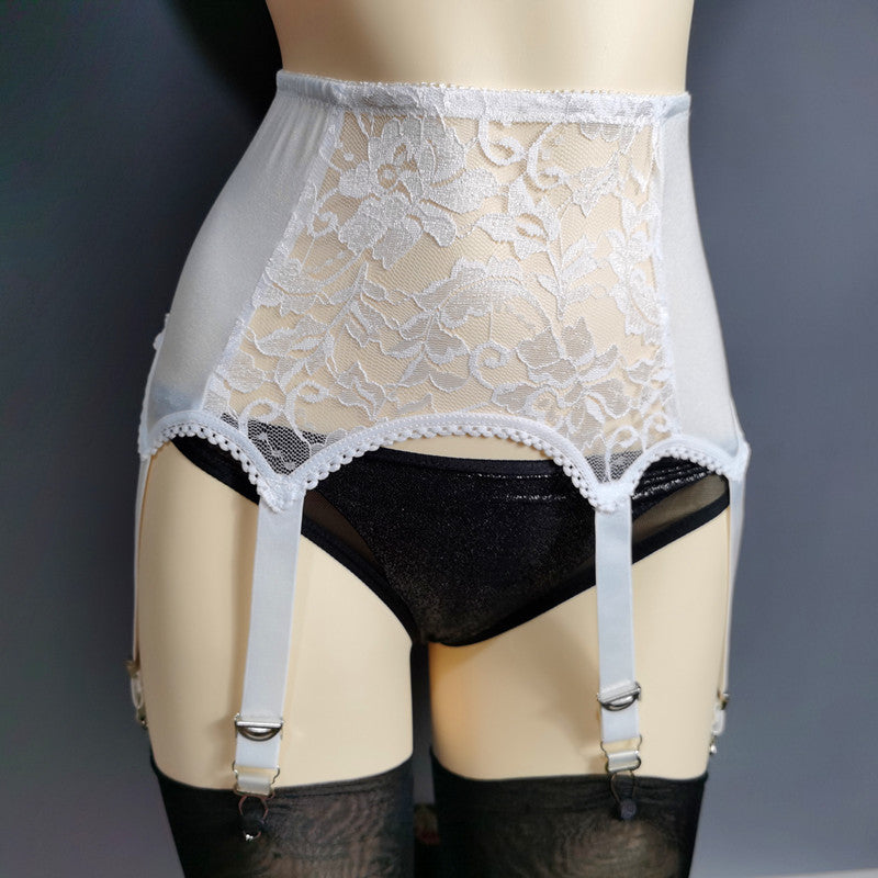 Plus Size Classic 6-Strap Lace Front Suspender Belts