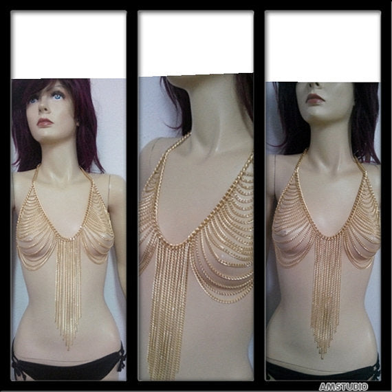 Elegant Chest Tassel Bralette Jewelry Body Chain