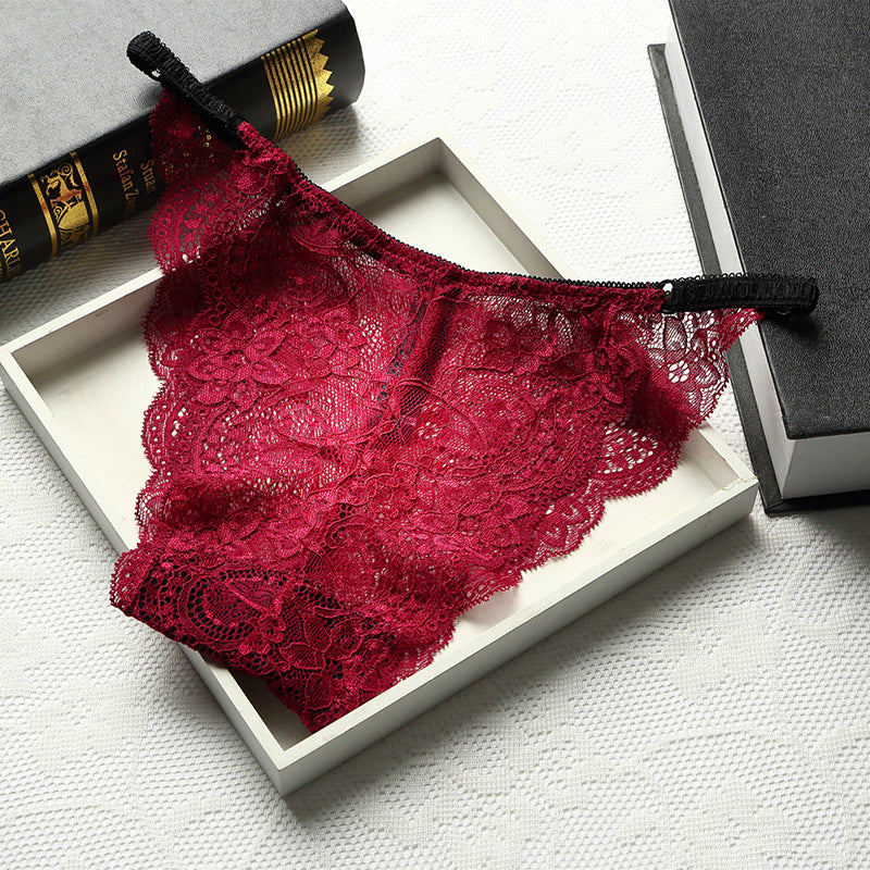 Sheer Mesh Lace Floral G String Mid Waist Panties