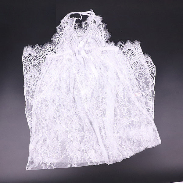 Seductive Side Slit Floral Mesh Nightwear