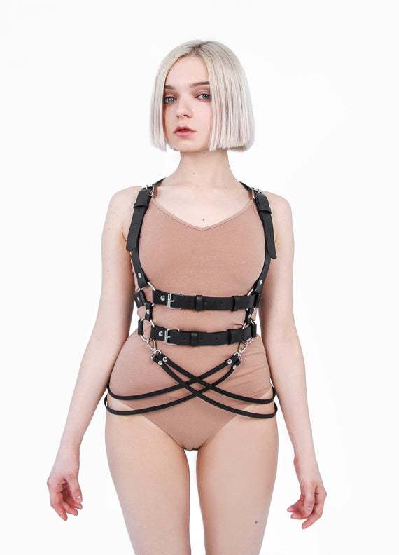 Punk Body Harness Belt Black Belly Waist Chain
