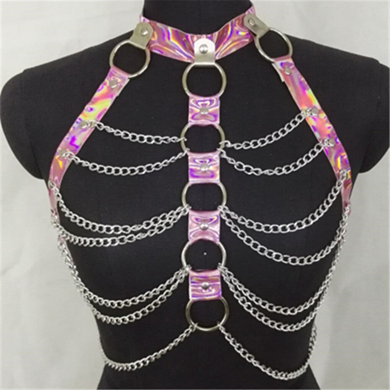 Halter Neck Metal Ring Link Body Harness Chain Belts