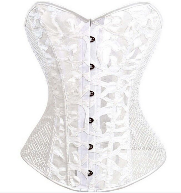 Hollow Out Mesh Lace Bustier Steel Boned Top Corset