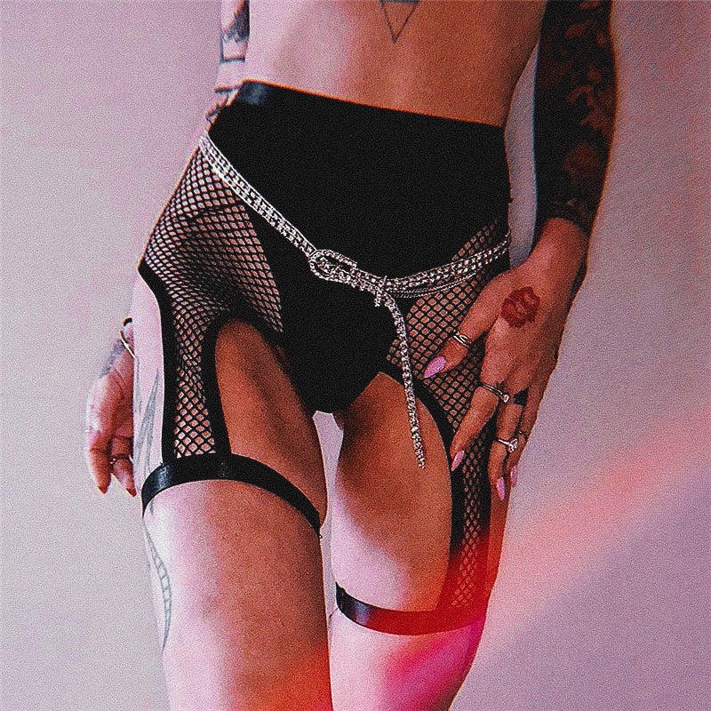 Fashionable Black Mesh Biker Shorts