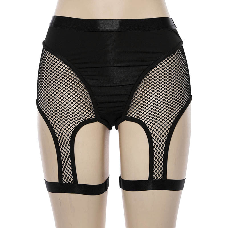 Fashionable Black Mesh Biker Shorts