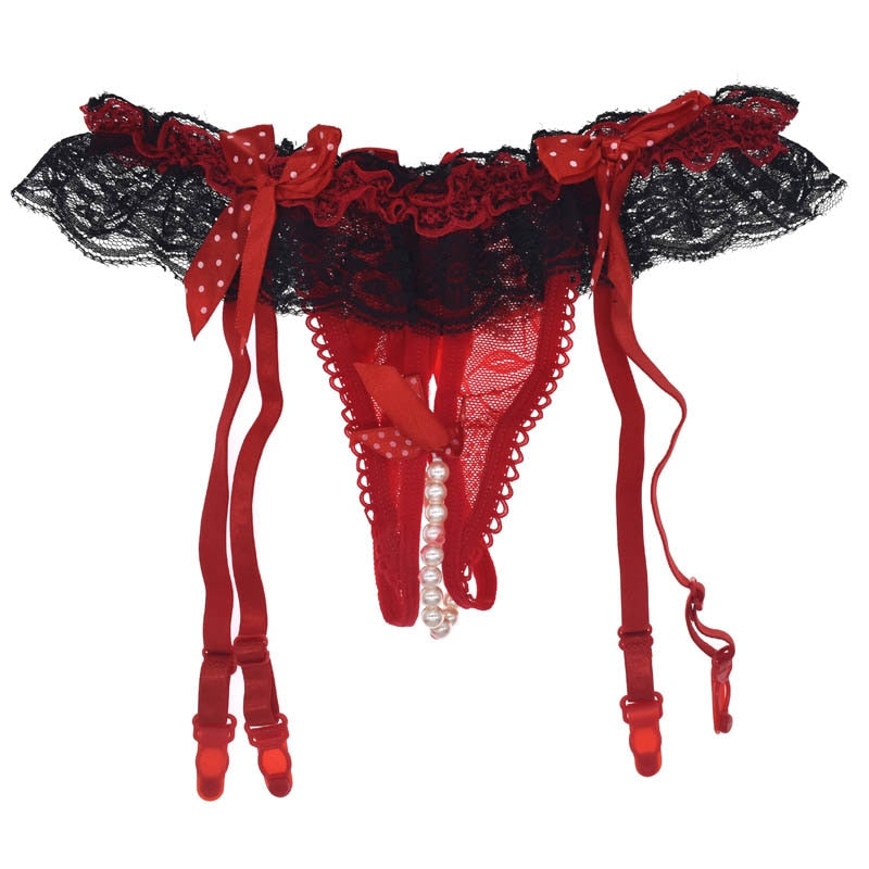 Floral Ruffle Mesh Crotchless Pearl Garter Belts Auggust Floral Ruffle Mesh Crotchless Pearl Garter Belts Auggust