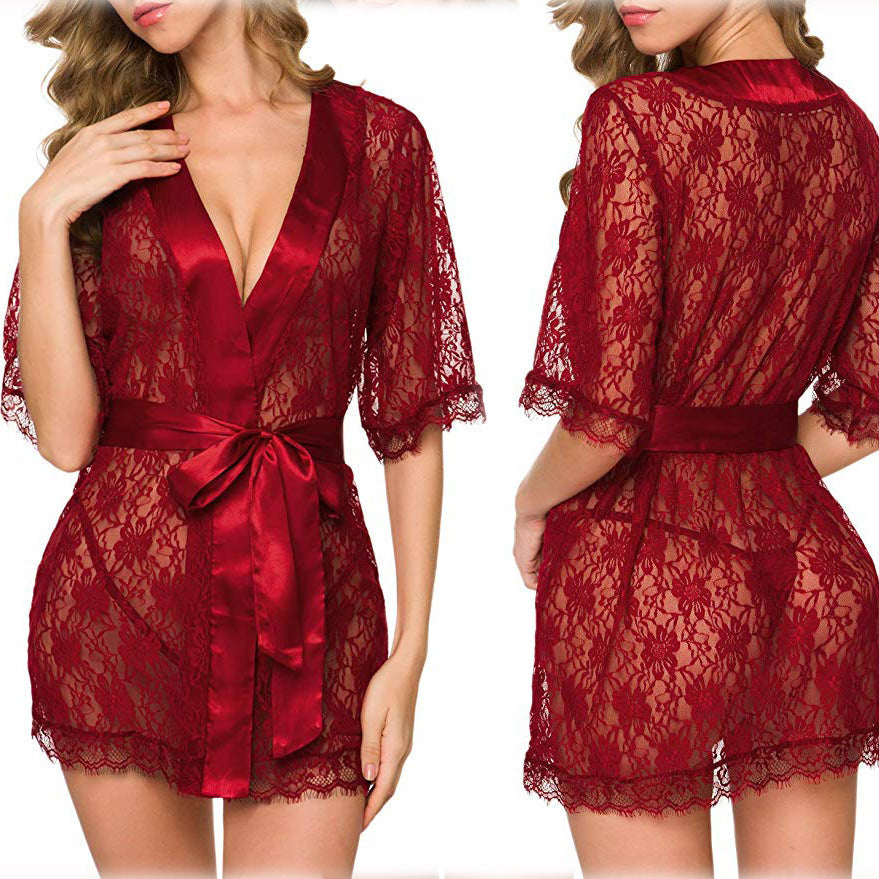 Babydoll Sleepwear Lace Robe Coat