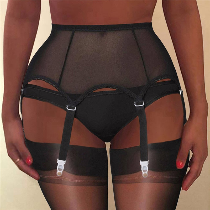 Floral Embroidered Lace Garter Belt – Adjustable Suspenders – product image 2