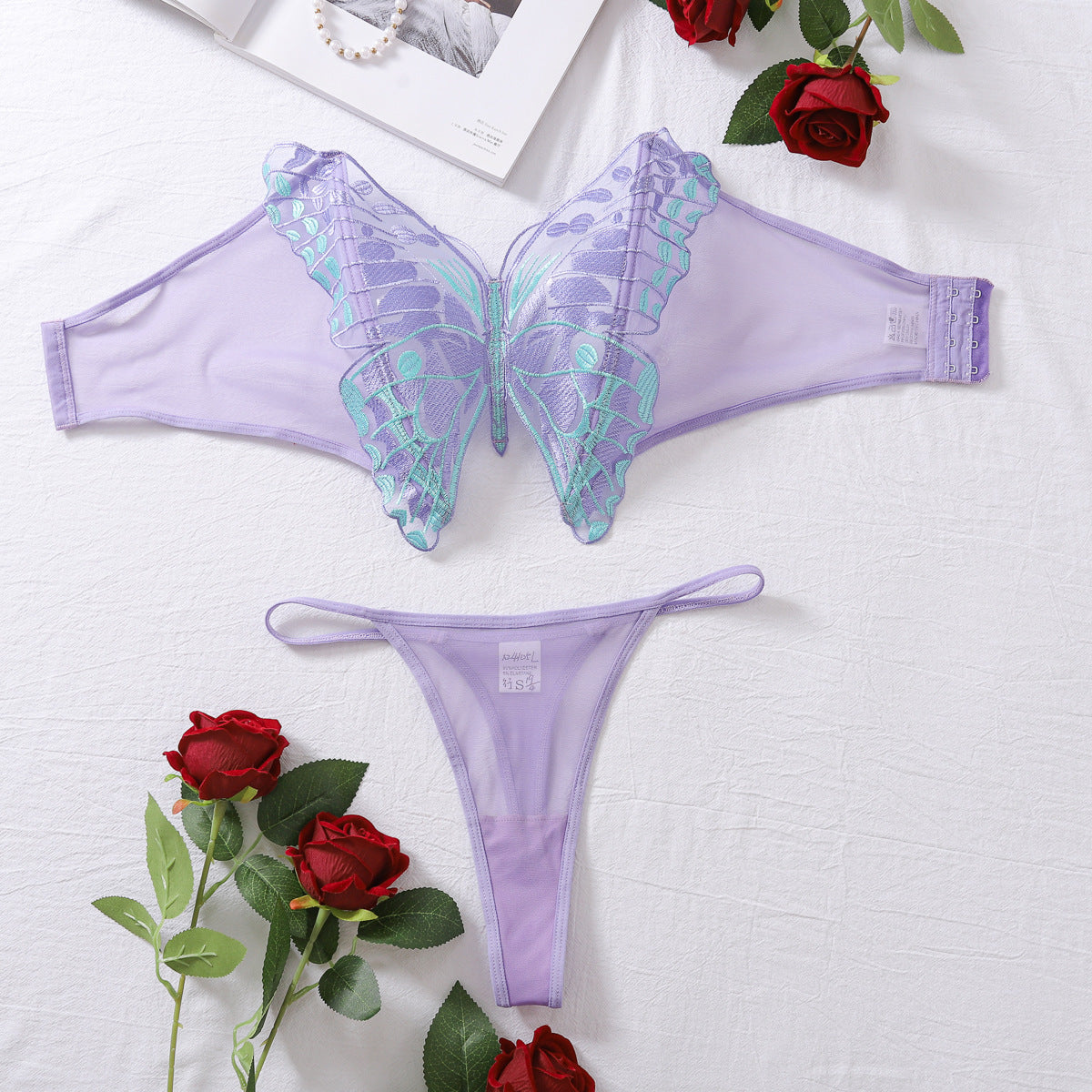 Sexy Butterfly Embroidered Tube Lingerie