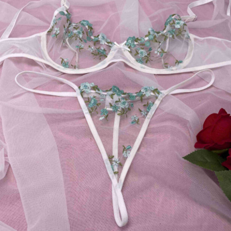 Floral Embroidery Sexy See Through Lingerie Sets