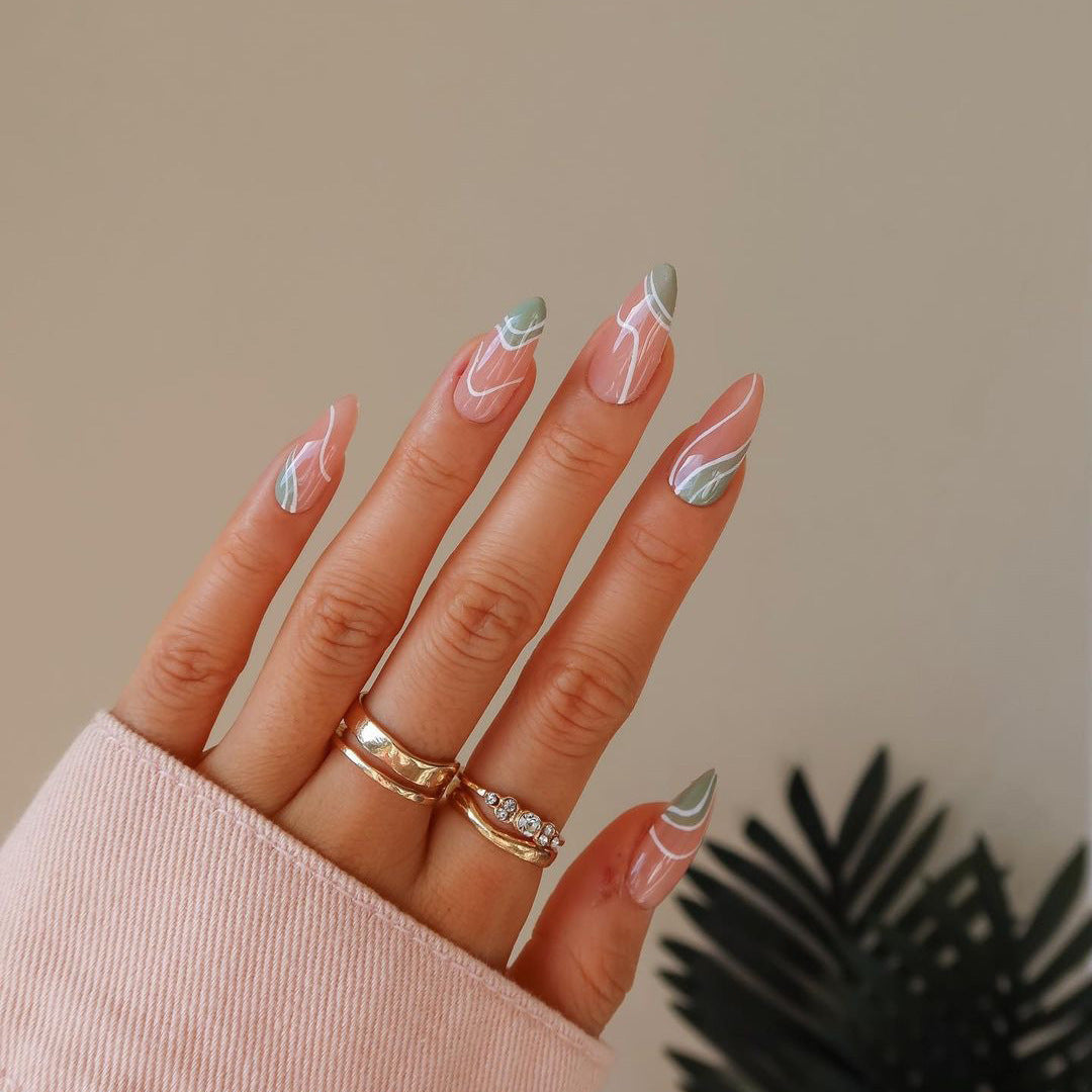 Geometric Mid-Length Press On Nails