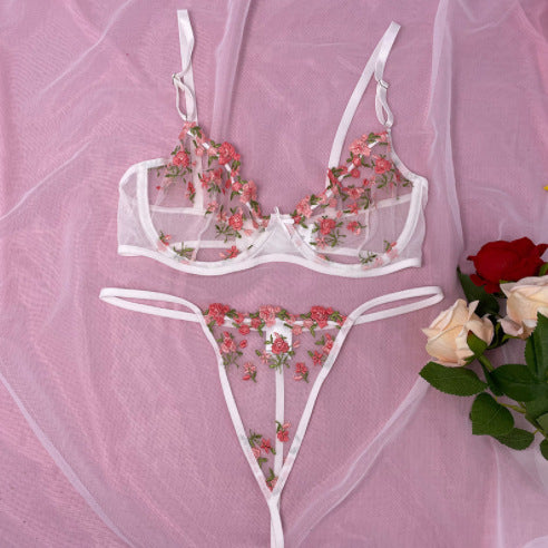 Floral Embroidery Sexy See Through Lingerie Sets