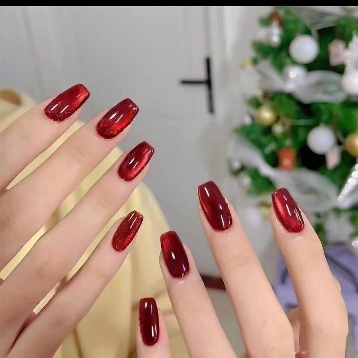 Gradient Red Wearable Press On Fake Nails