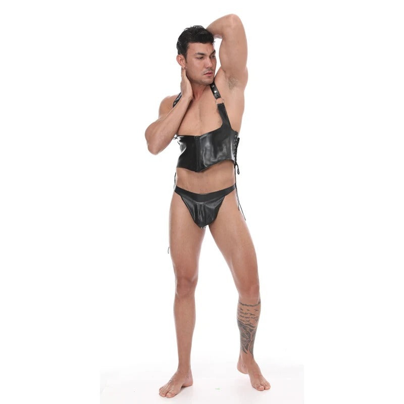 Sexy Men's PU Leather Nightclub Stage Costume