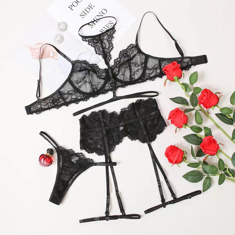 Sexy Halter Garter Belt Three-piece Set Auggust Sexy Halter Garter Belt Three-piece Set Auggust