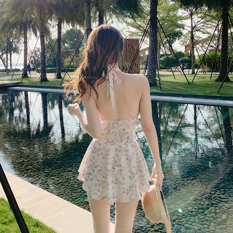 Floral Conservative Halter One Piece Bikini Sets