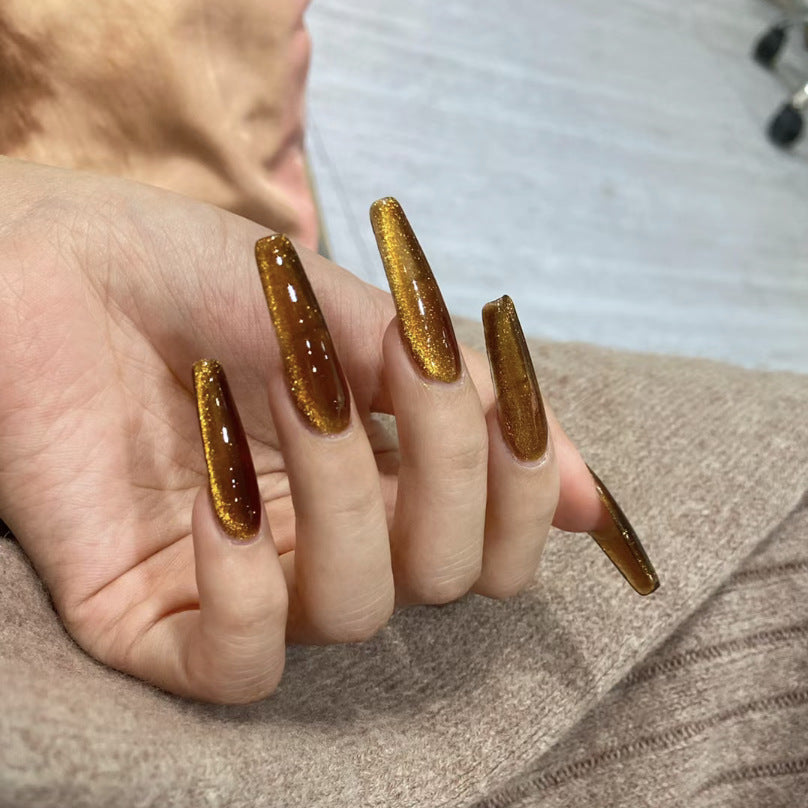 Gradient Cat Eye Coffin Press On Nails