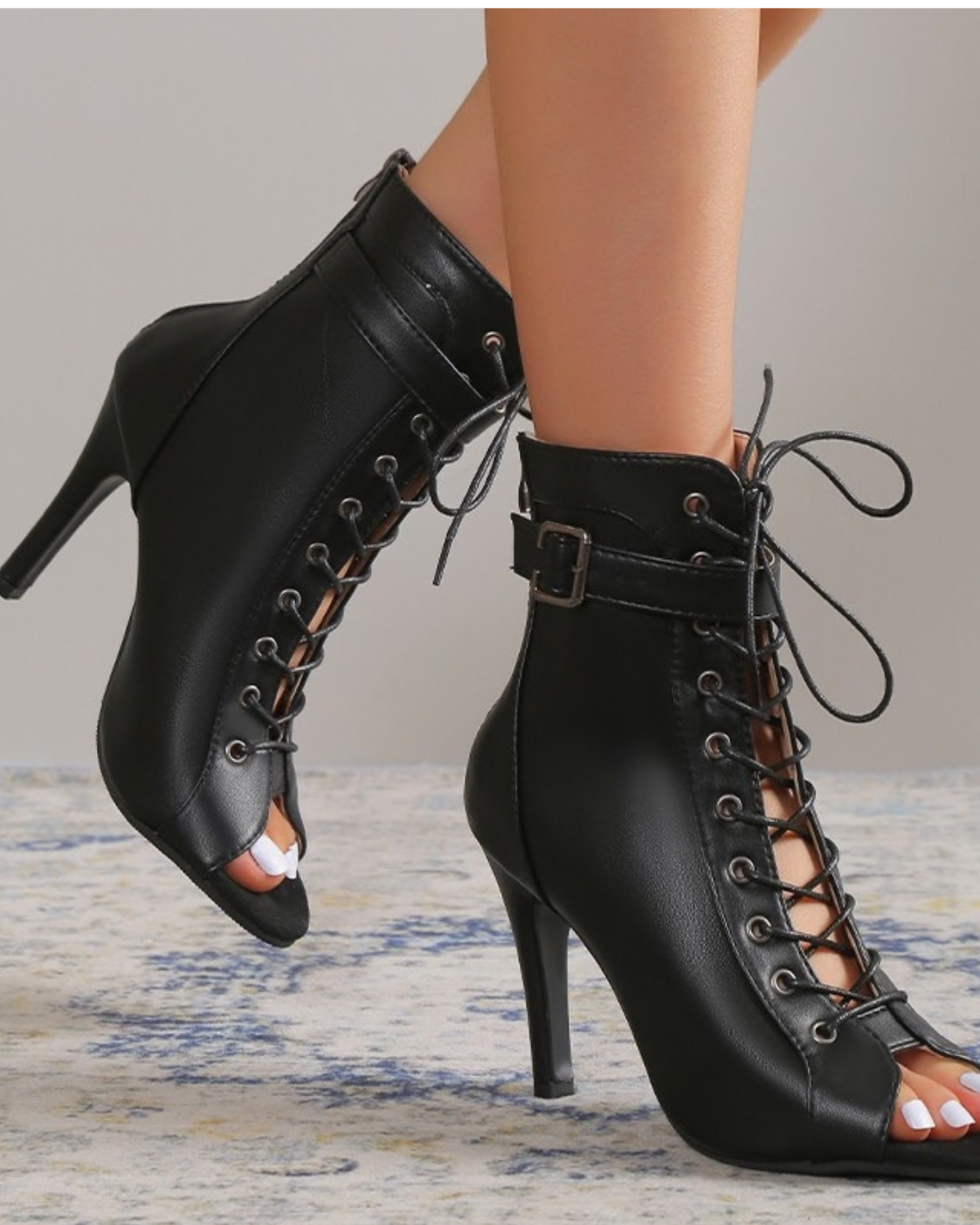 PeepToeHighHeelPumpsShoesFashionLace-upBuckleSandals5