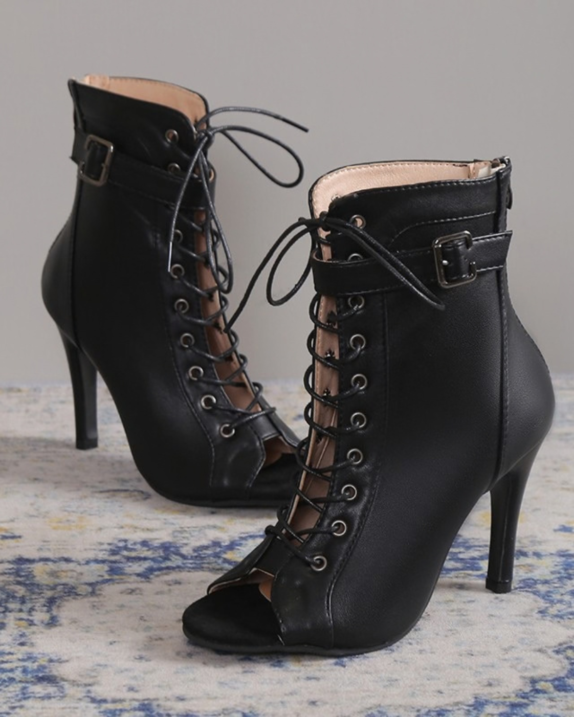 PeepToeHighHeelPumpsShoesFashionLace-upBuckleSandals6
