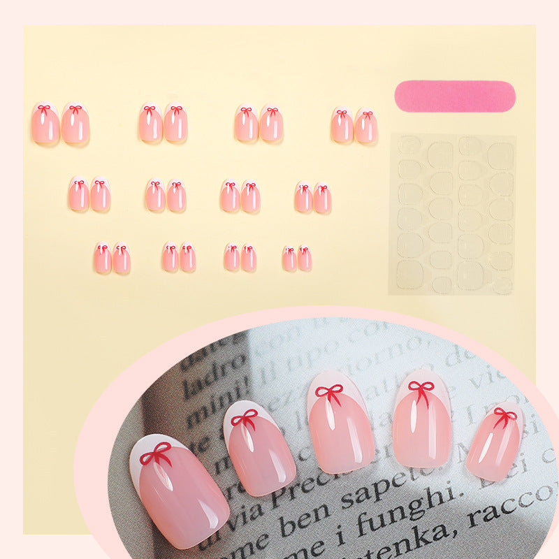 Elegant Bowknot French Tip Press-On Nails