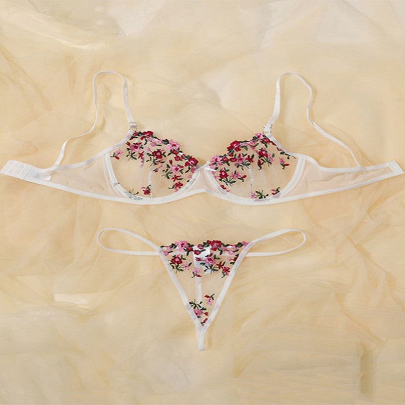 Floral Embroidery Sexy See Through Lingerie Sets