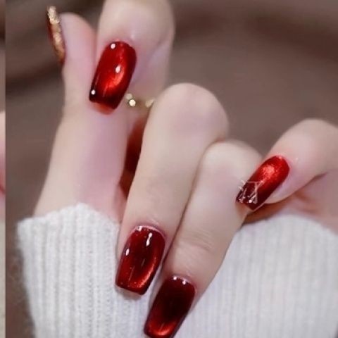 Gradient Red Wearable Press On Fake Nails