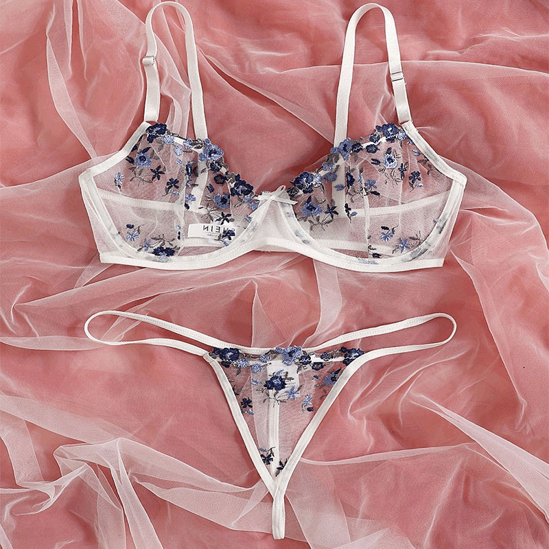 Floral Embroidery Sexy See Through Lingerie Sets