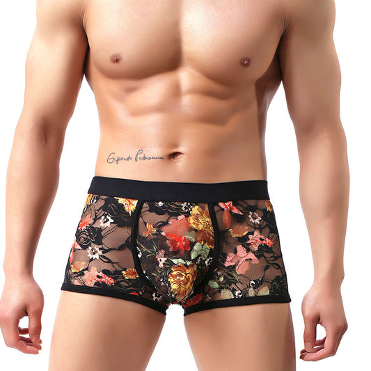 Sexy Floral Lace Underwear Boxer Briefs