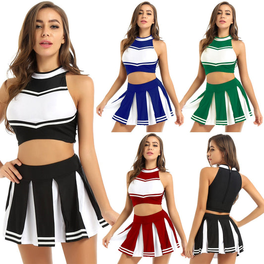 Cheerleader Crop Top & Pleated Skirt Cosplay Costume - product image 1