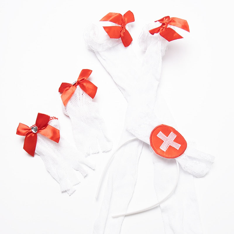 Embroidered Nurse Lingerie Cosplay Set Floral Hollow-Out Dress product image 7