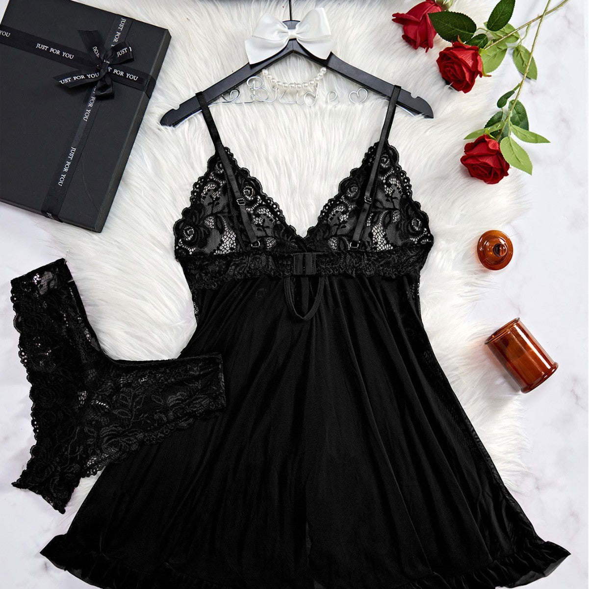 Sexy Tulle Suspenders Mesh Nightdress