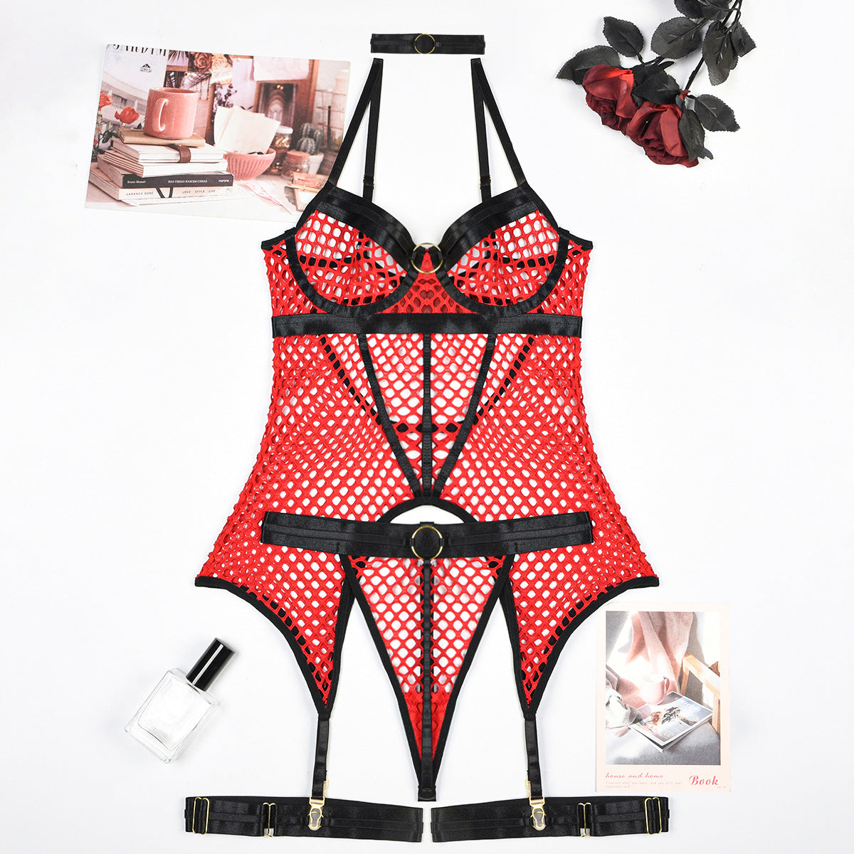 Fishnet Garter Lingerie Set - Fishnet Lingerie Set - Auggust lingerie image 2