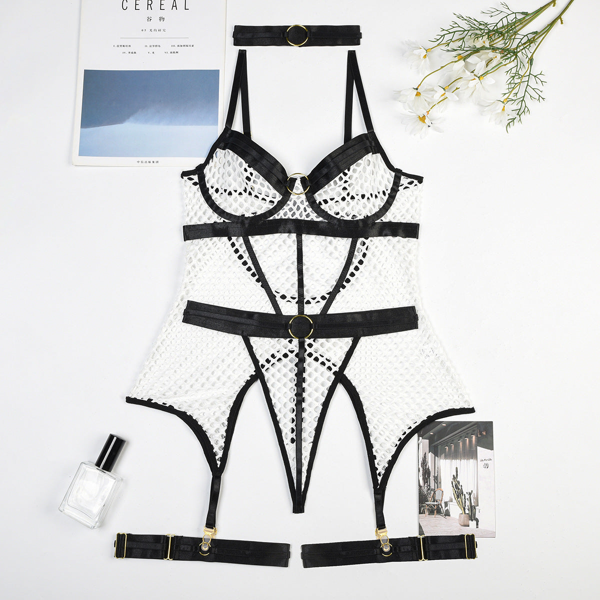 Fishnet Garter Lingerie Set - Fishnet Lingerie Set - Auggust lingerie image 4