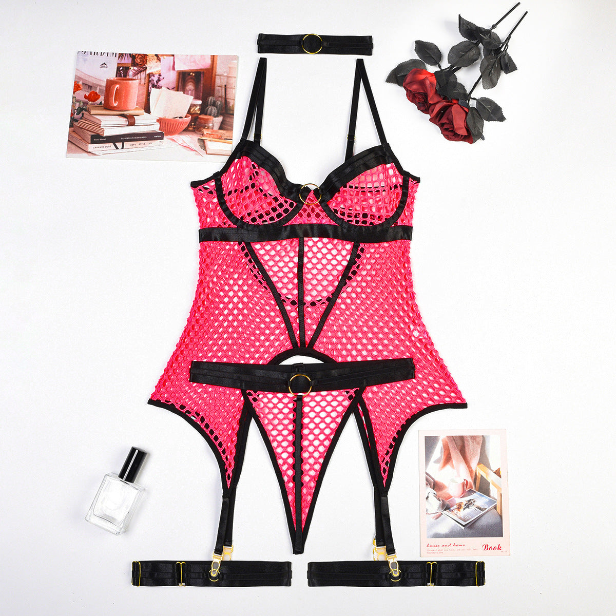 Fishnet Garter Lingerie Set - Fishnet Lingerie Set - Auggust lingerie image 5