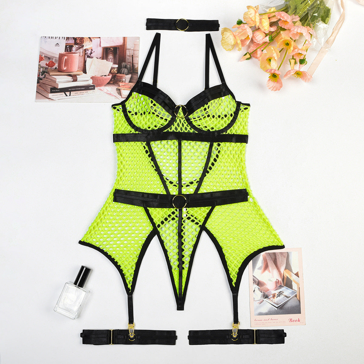 Fishnet Garter Lingerie Set - Fishnet Lingerie Set - Auggust lingerie image 6