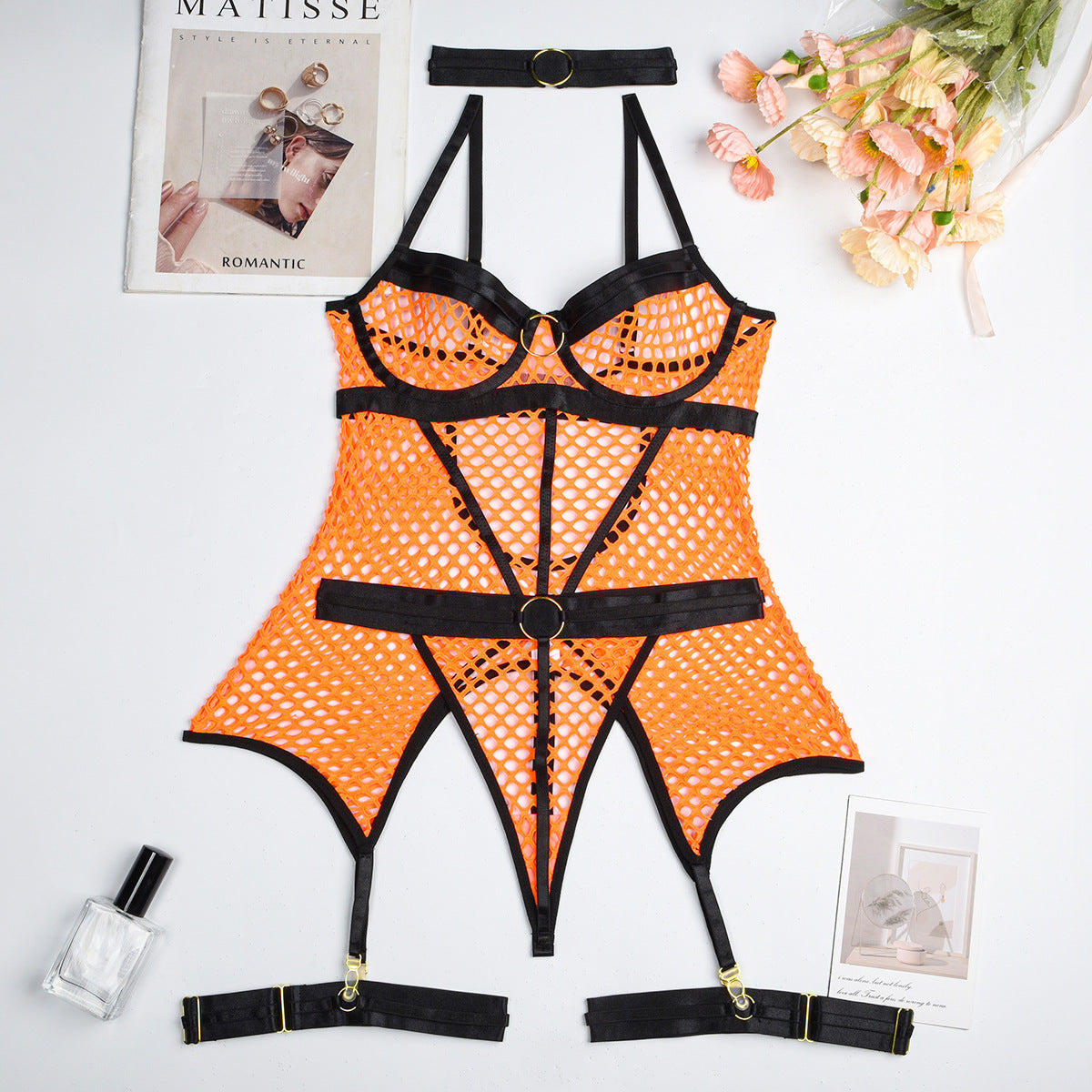 Fishnet Garter Lingerie Set - Fishnet Lingerie Set - Auggust lingerie image 7