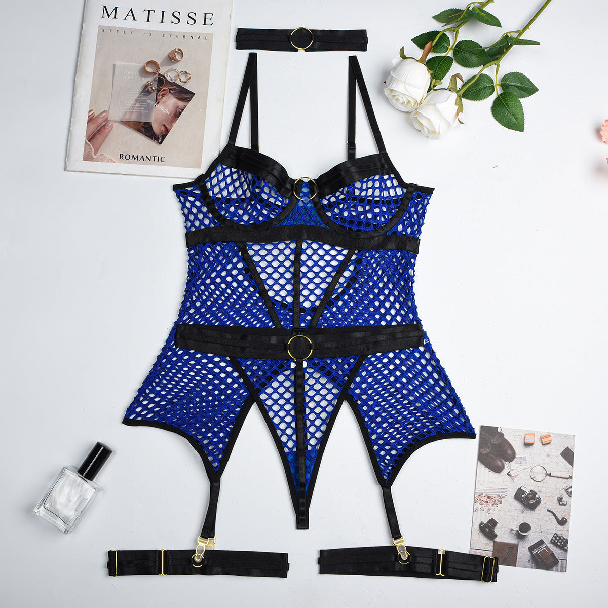 Fishnet Garter Lingerie Set - Fishnet Lingerie Set - Auggust lingerie image 8