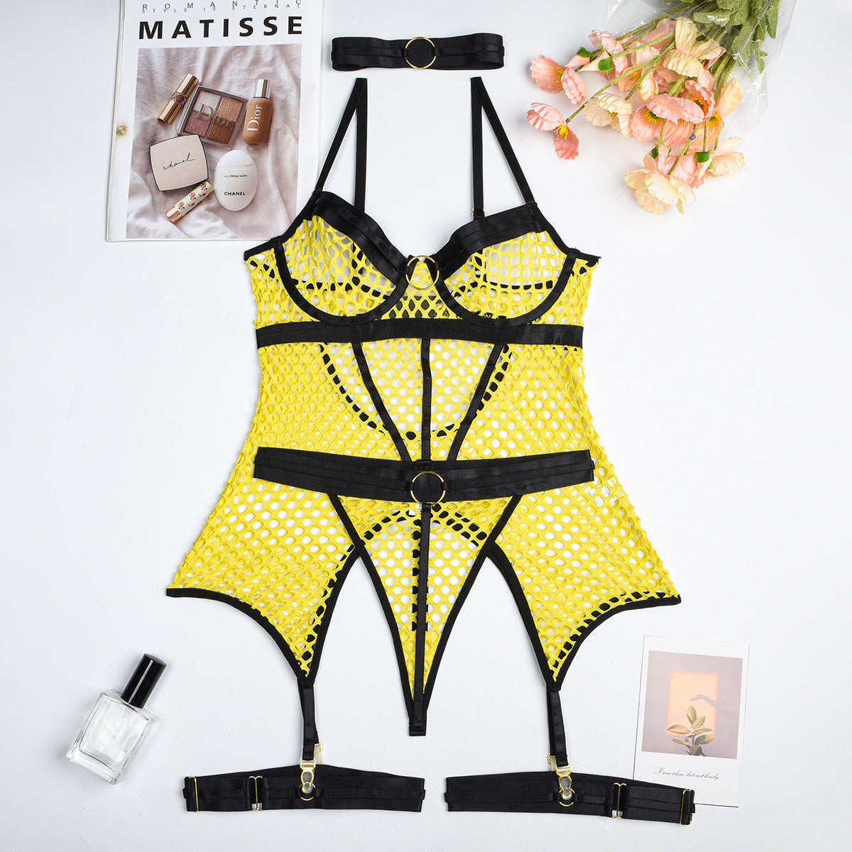 Fishnet Garter Lingerie Set - Fishnet Lingerie Set - Auggust lingerie image 9