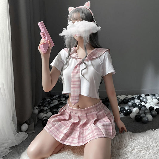 Sweet Pink Pleated Skirt Uniform Set Cosplay Costume - product image 1