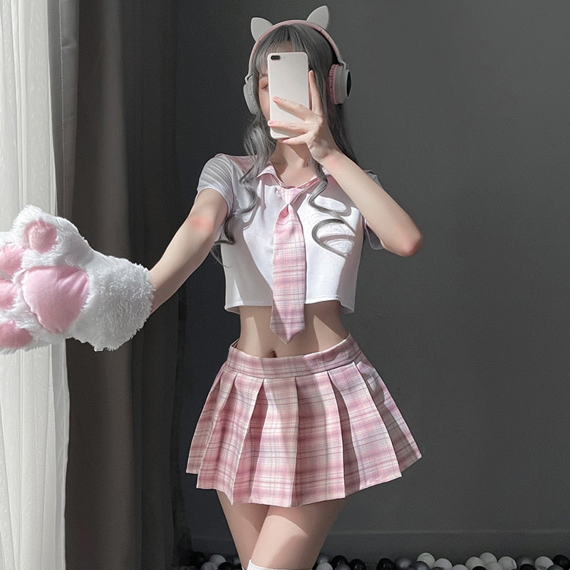 Sweet Pink Pleated Skirt Uniform Set Cosplay Costume - product image 6