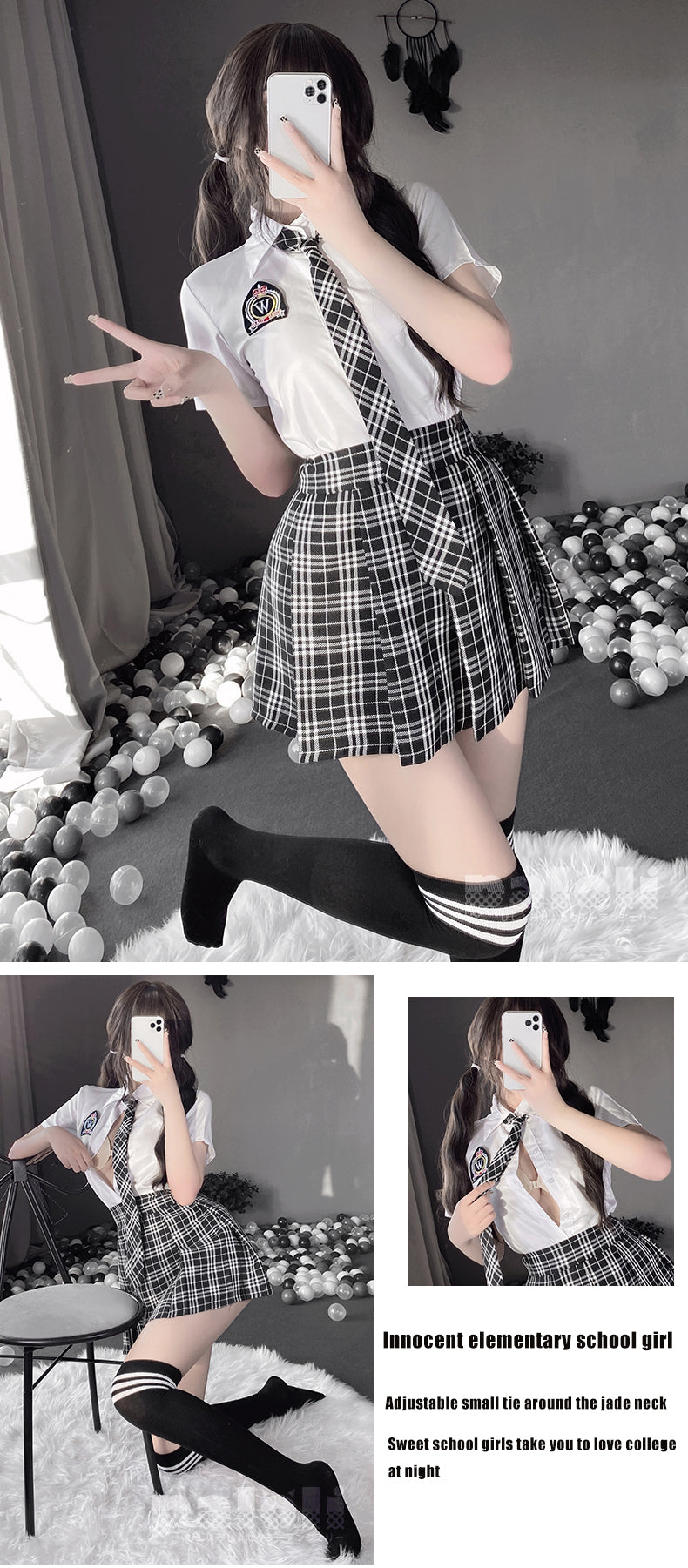 Tempted Short Sleeve Polo & Pleated Skirt Student Costume - product image 4