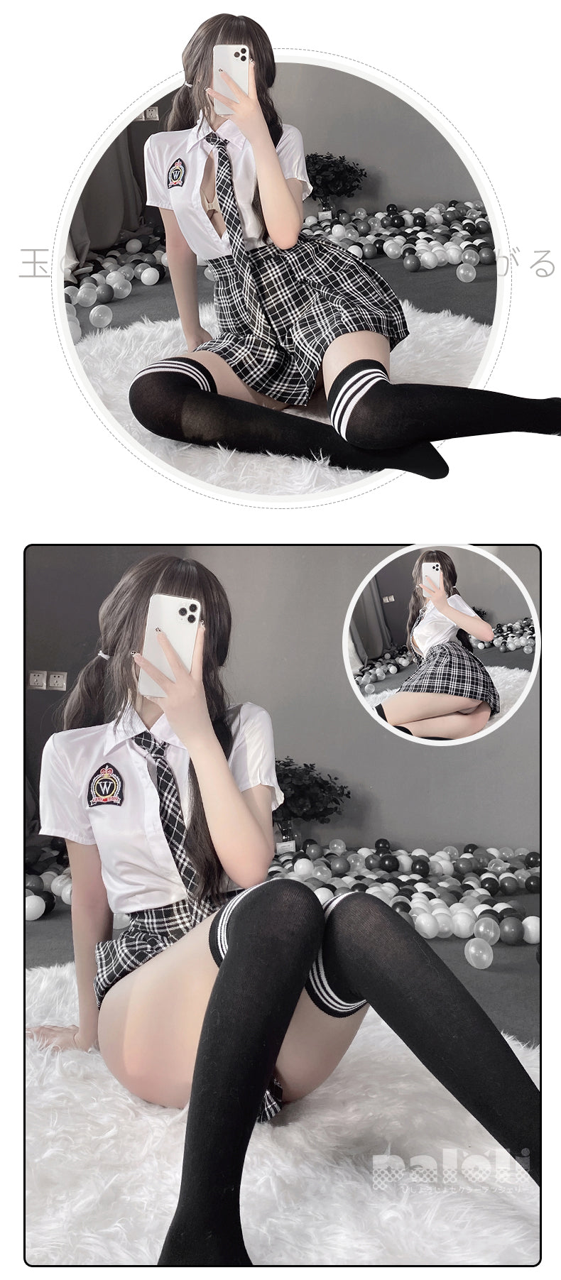 Tempted Short Sleeve Polo & Pleated Skirt Student Costume - product image 5