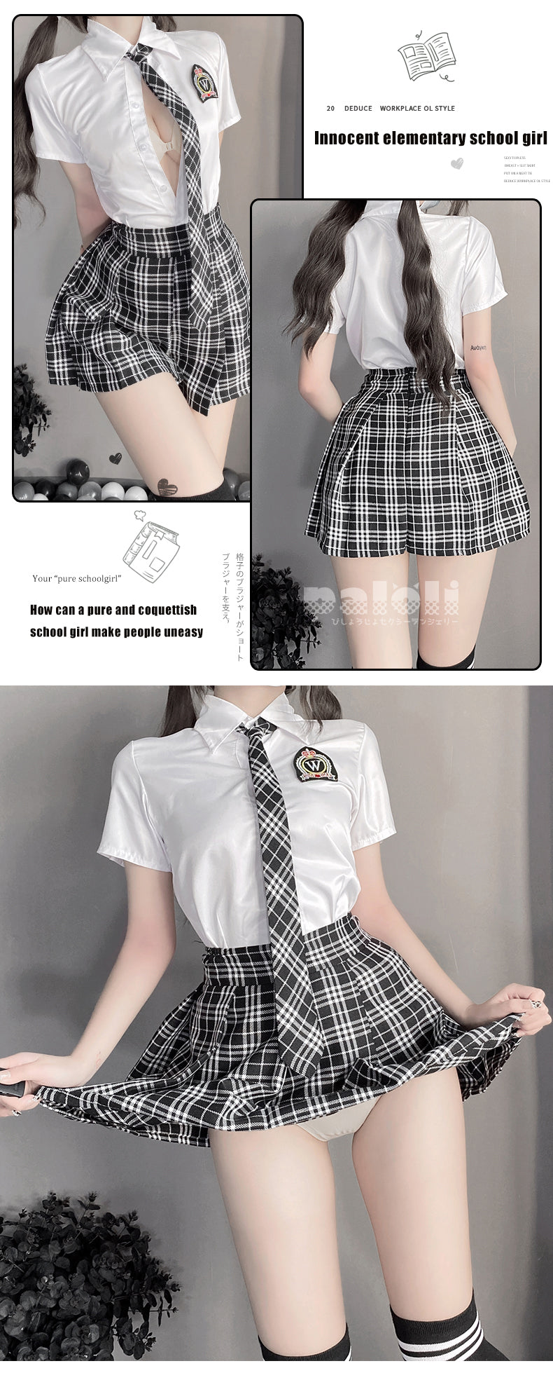 Tempted Short Sleeve Polo & Pleated Skirt Student Costume - product image 6