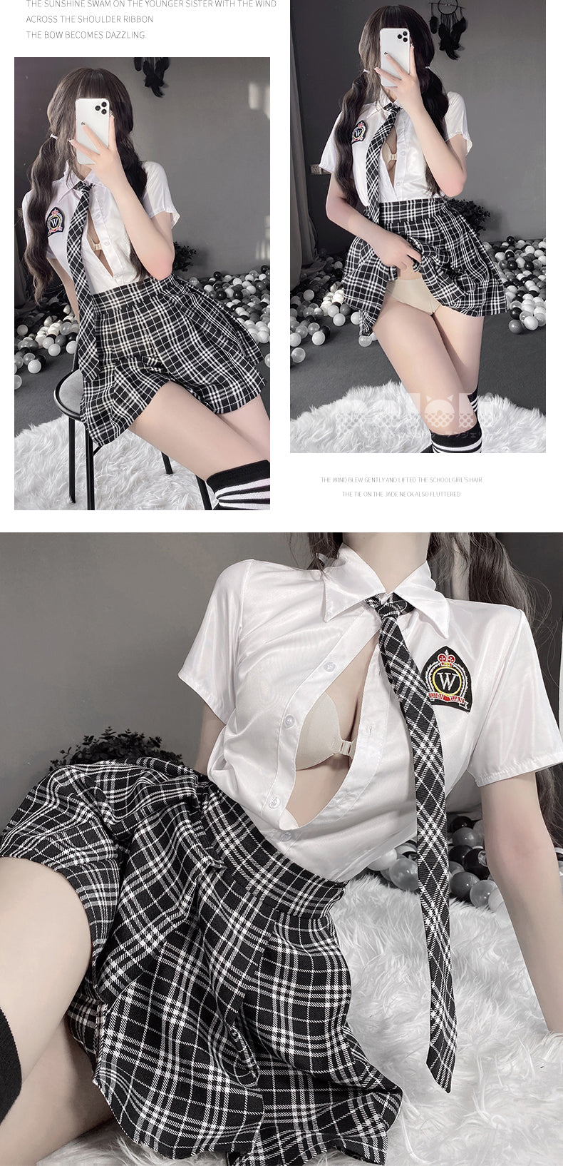 Tempted Short Sleeve Polo & Pleated Skirt Student Costume - product image 7